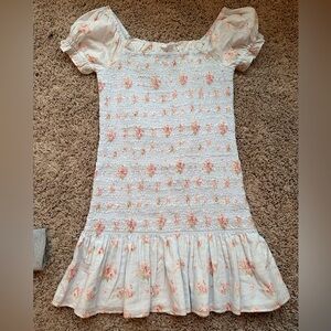 Loveshack fancy girls 14 blue floral smocked stretch dress like new